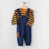 Striped Tiger Overalls Outfit, Navy - Mixed Apparel Set - 2