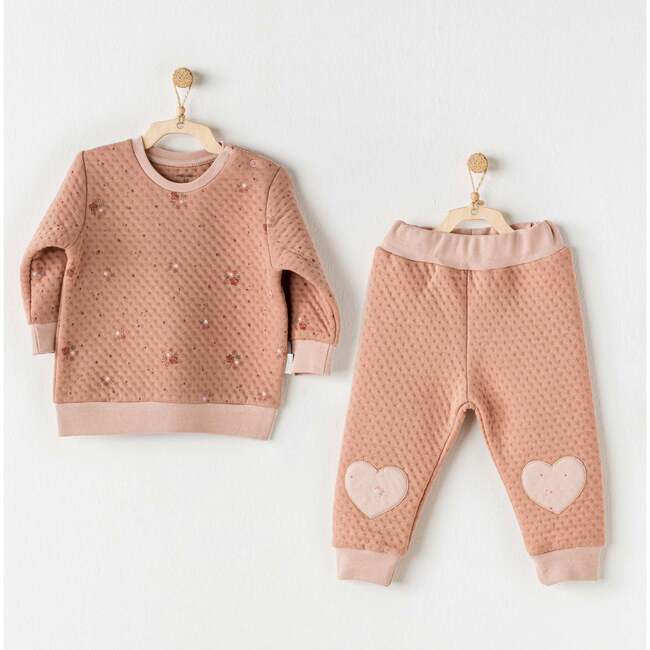 Rose Floral Print Outfit, Pink - Mixed Apparel Set - 2