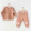 Rose Floral Print Outfit, Pink - Mixed Apparel Set - 2
