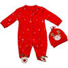 Holiday Print Babysuit & Hat, Red - Bodysuits - 1 - thumbnail