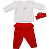 Holiday Ruffle Outfit & Headband, White - Mixed Apparel Set - 1 - thumbnail