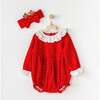 Holiday Ruffle Babysuit, Red - Bodysuits - 2