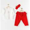 Holiday Ruffle Outfit & Headband, White - Mixed Apparel Set - 2