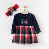 Holiday Plaid Dress, Navy - Dresses - 2