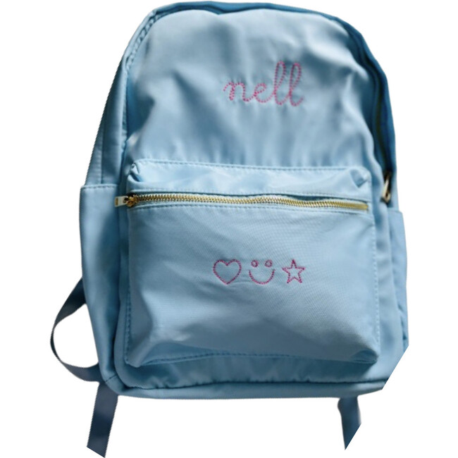 Personalized Script Embroidered Backpack, Ice Blue