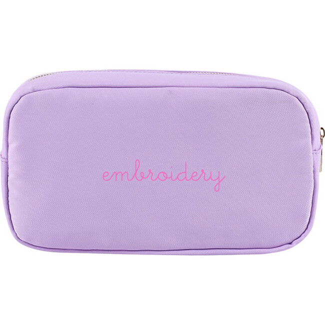 Personalized Script Embroidered Small Pouch, Lilac