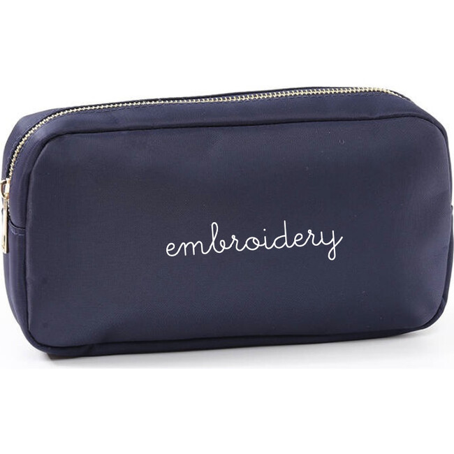 Personalized Script Embroidered Small Pouch, Navy