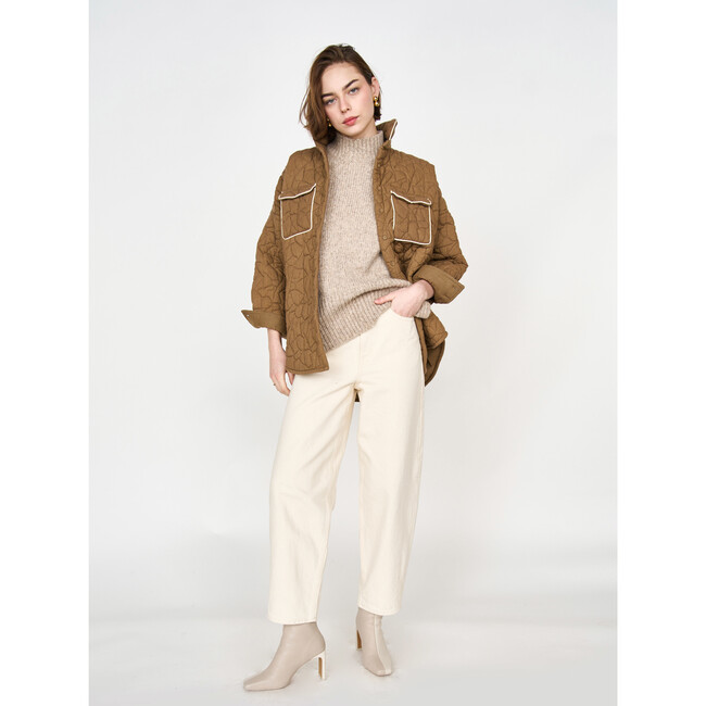 Women's Kyoto 3-Quarter Sleeve Oversized Jacket, Quilted Tannin - Jackets - 2