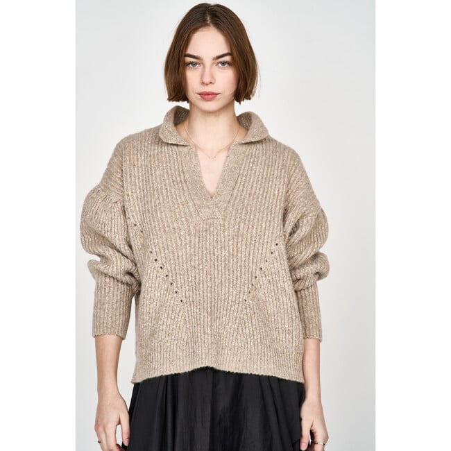 Women's Jackson Long Sleeve Sweater, Camel - Sweaters - 2