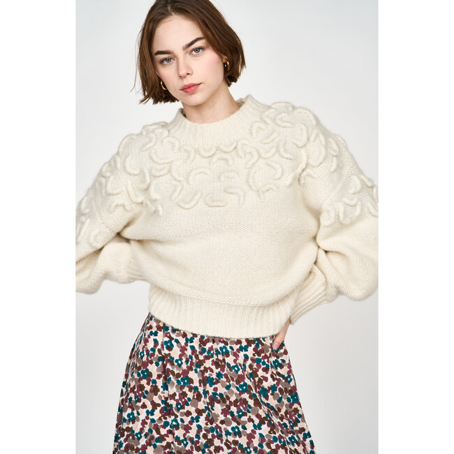 Women's Cusco Embroidered Pullover, Ivory - Sweaters - 2