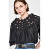 Women's Rosenberg Quilt Pattern Pullover Blouse, Black - Blouses - 3