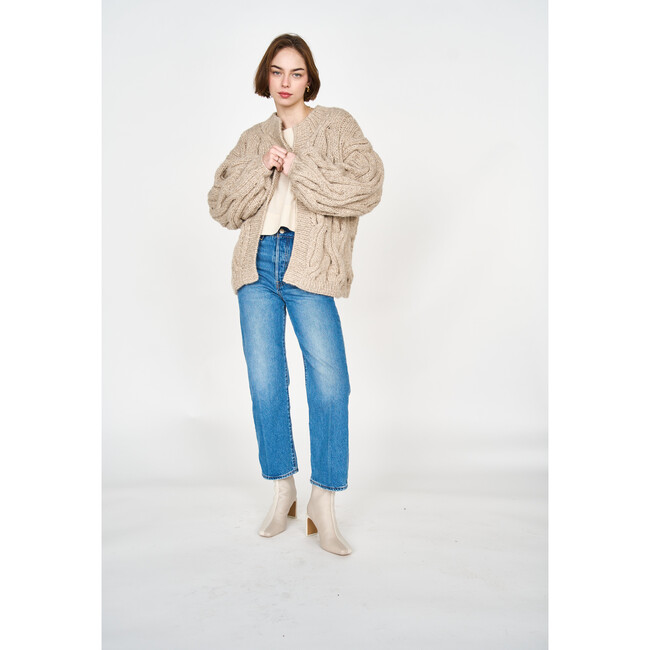 Women's Handknit Cortina Cable Oversized Cardigan, Camel - Sweaters - 2