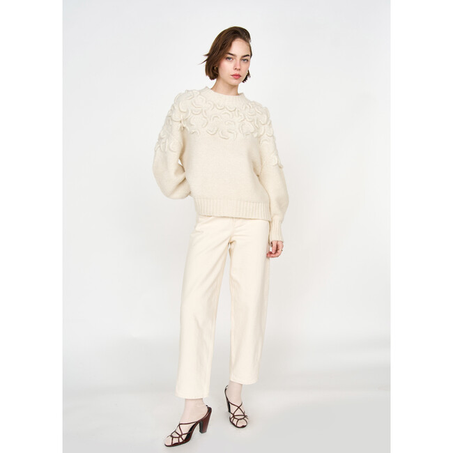 Women's Cusco Embroidered Pullover, Ivory - Sweaters - 4