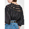 Women's Rosenberg Quilt Pattern Pullover Blouse, Black - Blouses - 4