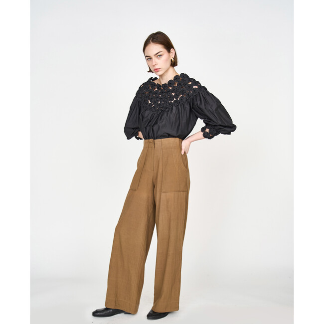 Women's Rosenberg Quilt Pattern Pullover Blouse, Black - Blouses - 6