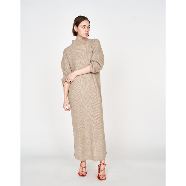 Women's Pichu Pichu Oversized Sweater Dress, Camel - Sweaters - 3