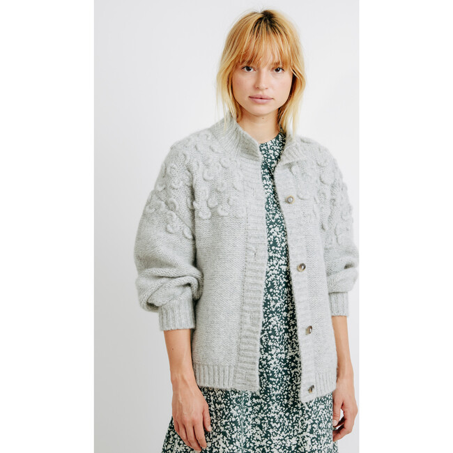Women's Cusco Embroidered Cardigan, Dove Grey - Sweaters - 4