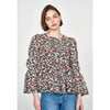 Women's Fez Tierd Bell Sleeve Blouse, Amaryllis - Blouses - 6