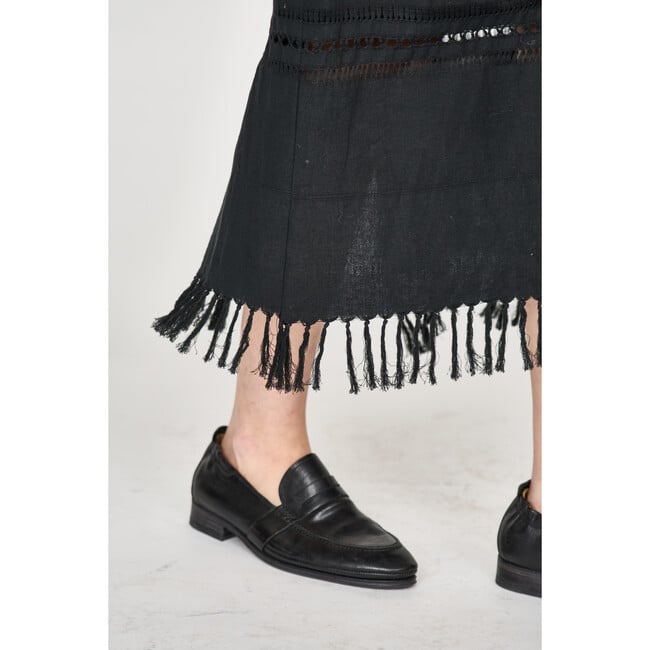 Women's Lombok Side Zip Fringe Hem Skirt, Black - Skirts - 6