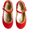 Suede Piped Mary Jane Shoes, Red - Mary Janes - 1 - thumbnail