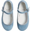 Girls Suede Piped Mary Jane Shoes, Baby Blue - Mary Janes - 1 - thumbnail