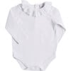 Frill Collar Long Sleeve Bodysuit, White - Onesies - 1 - thumbnail