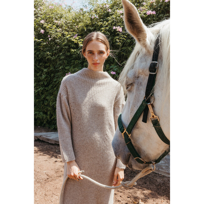 Women's Pichu Pichu Oversized Sweater Dress, Camel - Sweaters - 7