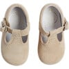 Baby Suede T-Bar Shoes, Beige - Dress Shoes - 1 - thumbnail