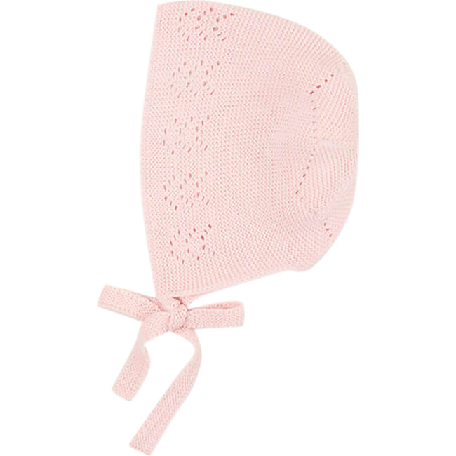 Baby Open Work Tie Bonnet, Pink