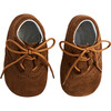 Baby Oxford Suede Pram Booties, Brown - Dress Shoes - 1 - thumbnail