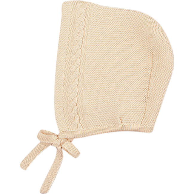 Cable Detail Knitted Bonnet, Cream