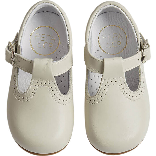Baby Leather T-Bar Shoes, Ivory