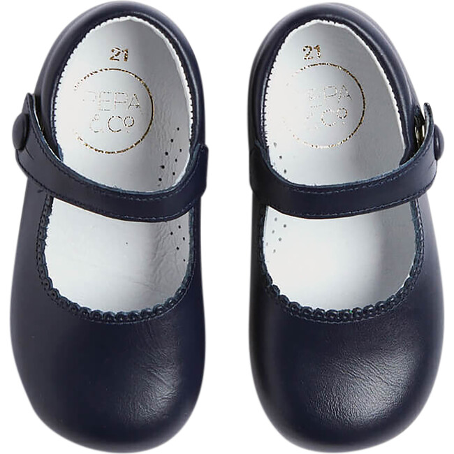 Baby Leather Mary Jane Shoes, Navy