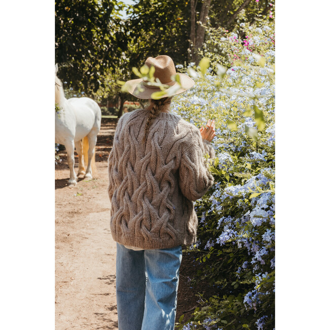 Women's Handknit Cortina Cable Oversized Cardigan, Camel - Sweaters - 5