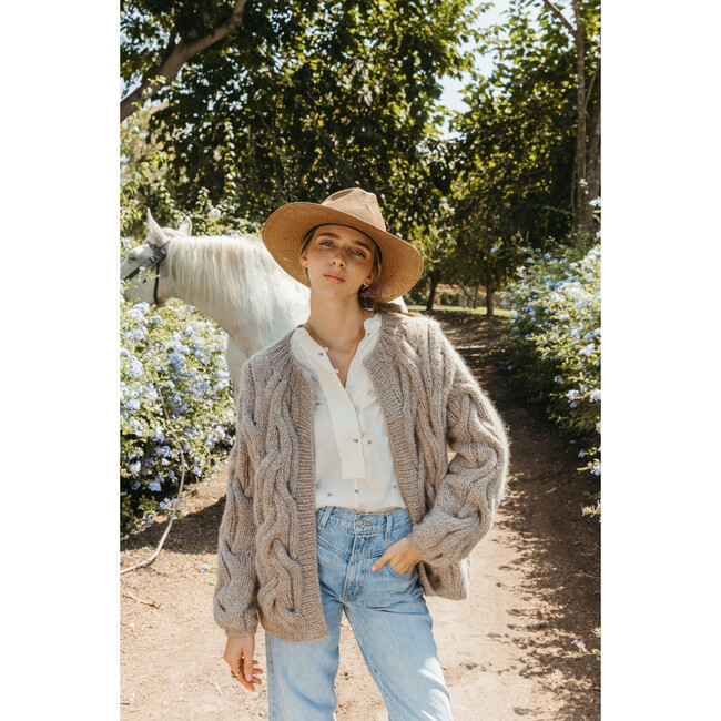 Women's Handknit Cortina Cable Oversized Cardigan, Camel - Sweaters - 6