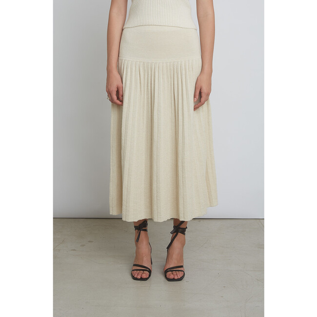 Women's Lea Pull-On Pleated Skirt, Ivory - Skirts - 2