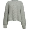 Women's Vaida Relaxed Fit Blouson Sleeve Sweater, Pale Grey Melange - Sweaters - 1 - thumbnail