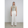 Women's Cora Crew Neck Sequins Sweater Tank, Ivory & Silver - Blouses - 3