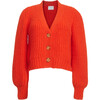 Women's Sara Blouson Sleeve Cardigan, Tomato - Sweaters - 1 - thumbnail