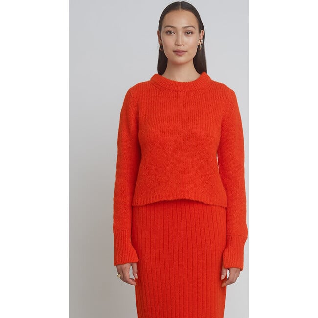 Women's Ava Cropped Slim Fit Sweater, Tomato - Sweaters - 2