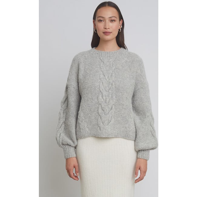 Women's Vaida Relaxed Fit Blouson Sleeve Sweater, Pale Grey Melange - Sweaters - 2