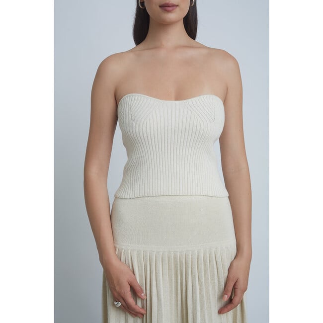 Women's Vida Ribbed Tube Top, Ivory - Blouses - 5