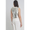 Women's Cora Crew Neck Sequins Sweater Tank, Ivory & Silver - Blouses - 4