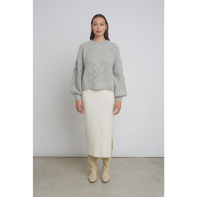 Women's Vaida Relaxed Fit Blouson Sleeve Sweater, Pale Grey Melange - Sweaters - 3