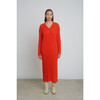 Women's Vera Wide Rib Knit Long Sweater Dress, Tomato - Dresses - 2