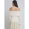 Women's Raya Wide Rib Knit Off-Shoulder Long Sleeve Sweater, Ivory - Sweaters - 4