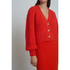 Women's Sara Blouson Sleeve Cardigan, Tomato - Sweaters - 5