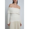 Women's Raya Wide Rib Knit Off-Shoulder Long Sleeve Sweater, Ivory - Sweaters - 5