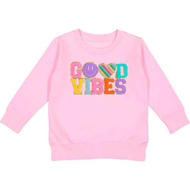 Good Vibes Patch Sweatshirt, Pink - Sweatshirts - 1