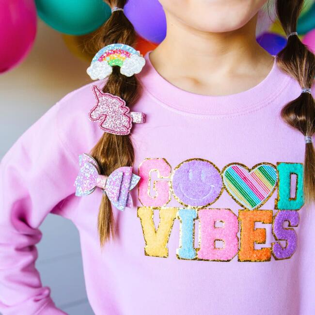 Good Vibes Patch Sweatshirt, Pink - Sweatshirts - 2
